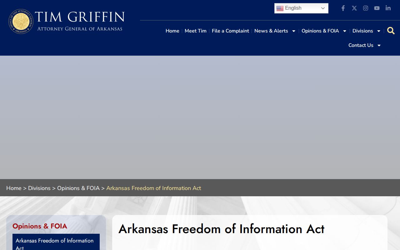 Arkansas Attorney General Freedom of Information Act information page
